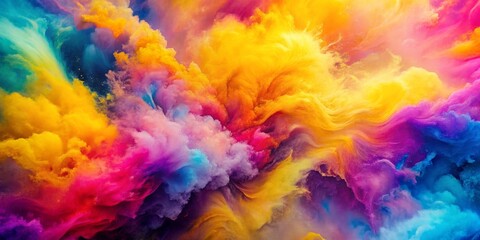 Obraz premium Abstract Swirling Colors of Yellow, Blue, and Pink, Digital Art, Colorful Abstract, Abstract Texture, Cloud-Like Formation