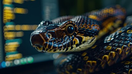 Obraz premium Python programming tool in minute detail