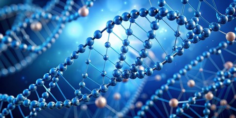 Blue DNA Double Helix - 3D Rendered Molecular Structure, DNA, Helix, Molecular, Biology