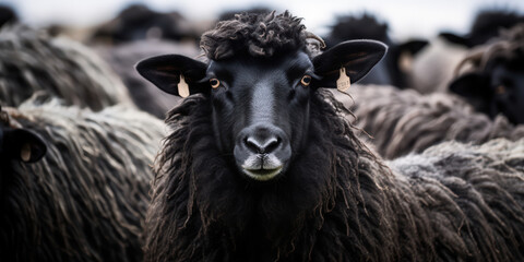 Fototapeta premium Black sheep in flock