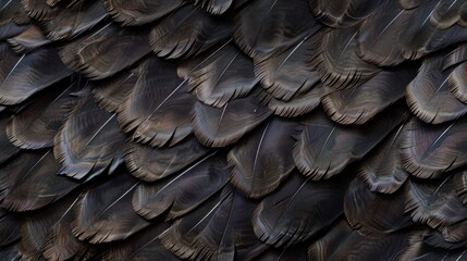 Naklejka premium Black bird feathers texture.