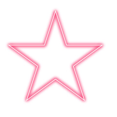 purple star icon. Glowing neon star isolated on white. Neon star glowing on white background