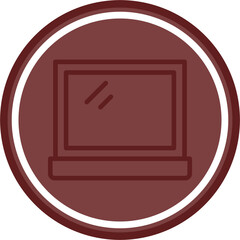 Laptop Vector Line Double Circle Maroon