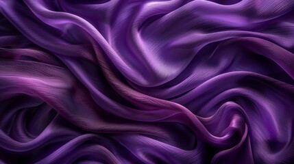 Fototapeta premium Textured purple fabric background with wavy folds and soft drapery