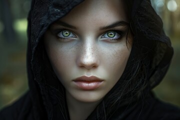 Vampire with dark mantle and hood