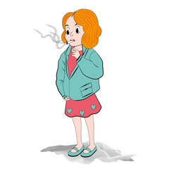 Mujer fumando un cigarro.