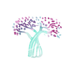 Fototapeta premium Hand drawn tree watercolor illustration on white background