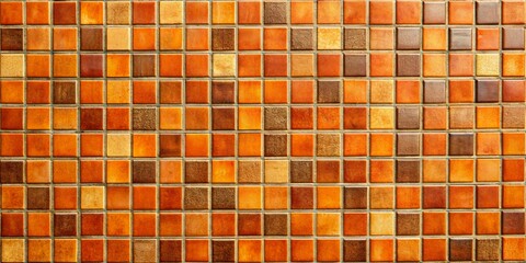 Fototapeta premium Orange and Brown Ceramic Tile Wall, Tile , Texture , Wall , Pattern