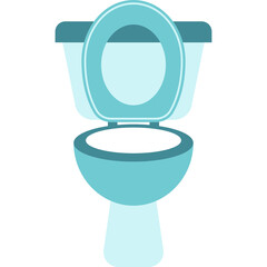 Blue Bathroom Blue Toilet. Flat Illustration