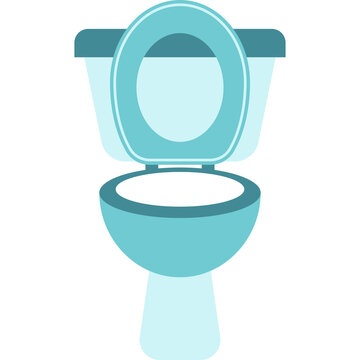 Blue Bathroom Blue Toilet. Flat Illustration