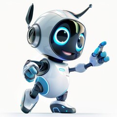 Playful Robot in White and Blue
