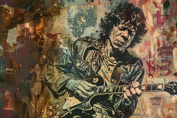 Fototapeta premium Rock guitarist guitar player abstract graphic illustration