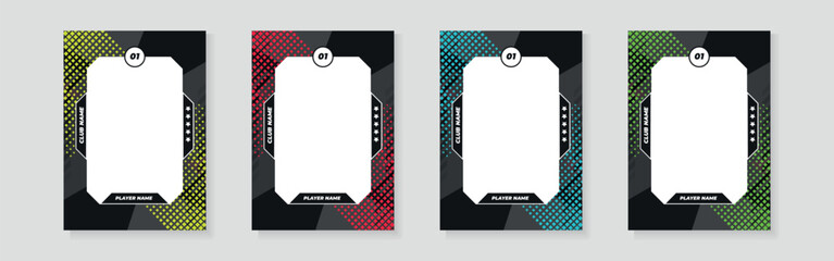 photo frame or border collection for hockey, basketball and football player, trading card template design for sports, picture frame for player performance, sports flyer design, template eps 10.	