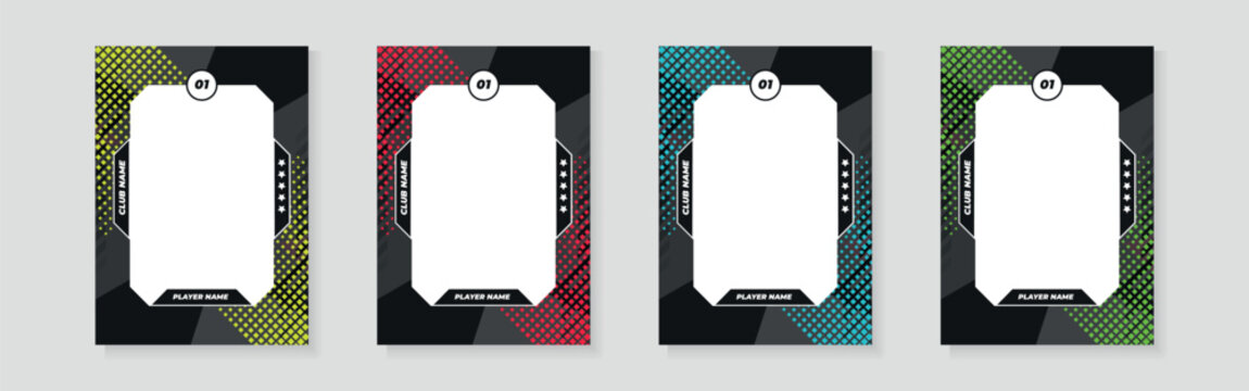 photo frame or border collection for hockey, basketball and football player, trading card template design for sports, picture frame for player performance, sports flyer design, template eps 10.	