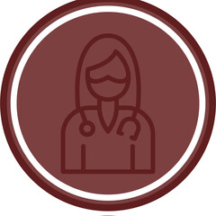 Female Surgeon Vector Line Double Circle Maroon