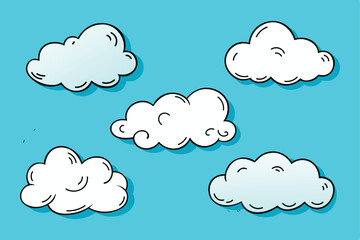 Hand drawn clouds doodle set illustration
