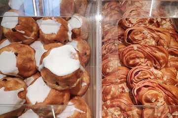 assorted freshly baked pastries at the market
