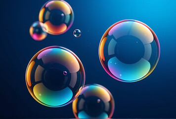 vibrant background colorful soap bubbles blue backdrop perfect children entertainment party invitations marketing