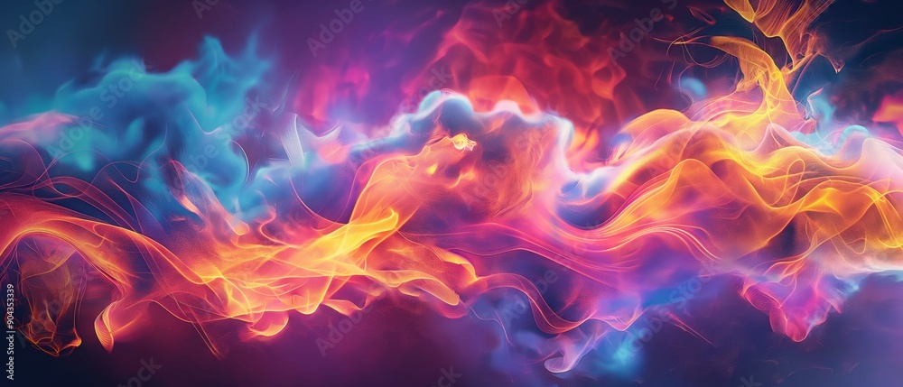 Wall mural Brilliant Digital Flames with Radiant Hues