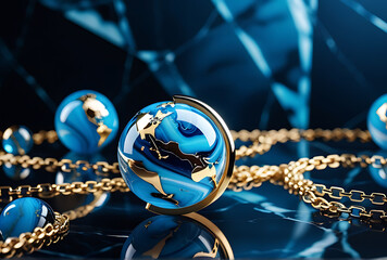 abstract background cool blue marble texture gold elements represents luxury promotions campaigns