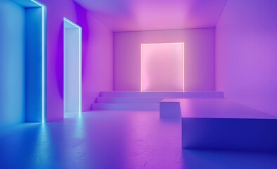 Disco background concept in cyberpunk style with neon electronic lights.