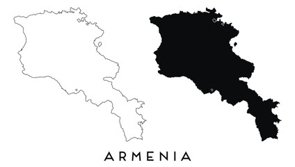 Armenia map outline and black silhouette vector