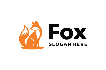 Fox Logo Design Template. Fox Illustration. Vector Fox.