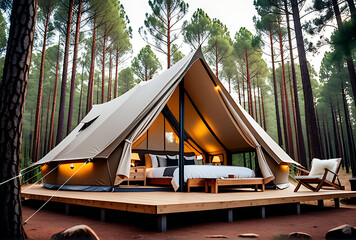 luxurious glamping transparent panoramic roof pine forest offers outdoor recreation modern amenities