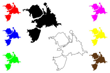 Limerick City (Republic of Ireland, Munster) map vector illustration, scribble sketch City of Limerick map