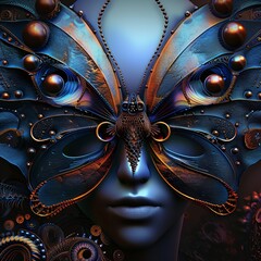 Obraz premium japanese geisha in a crazy butterfly design