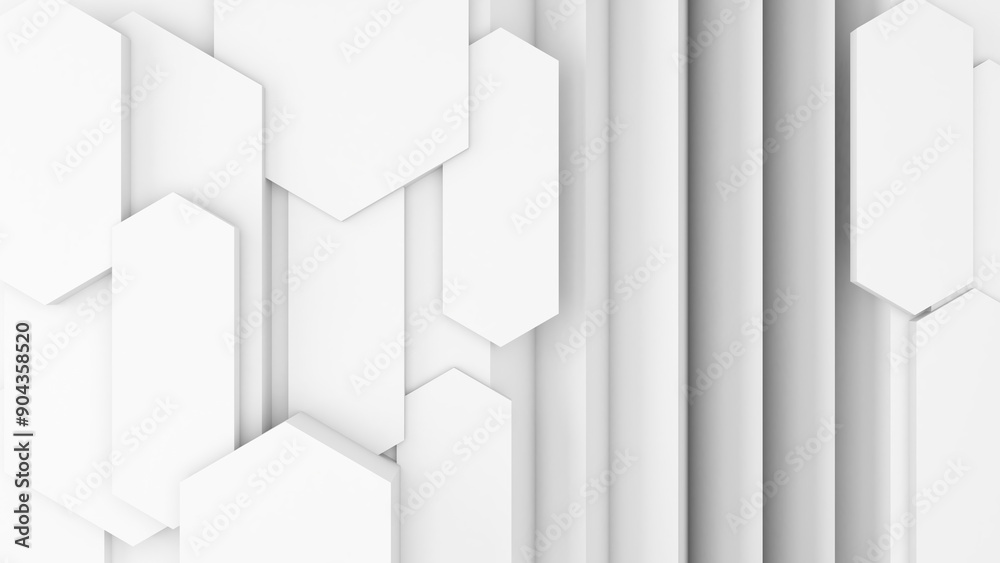 Poster abstract background with white vertical and hexagonal geometric shapes. for graphic and text design 