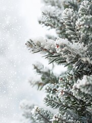 spruce branches with snow with space for text.