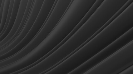 Black curved lines, an animated abstract background with black curved waves, 3D rendering