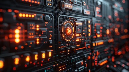 A computer monitor with a glowing orange button in the center. The buttons are lit up in a variety of colors, creating a vibrant and energetic atmosphere. Concept of excitement and anticipation