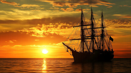 Obraz premium ship in the sunset