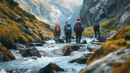 A group of adventurers navigating a challenging river