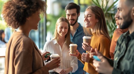 Obraz premium A group of coworkers having a friendly conversation