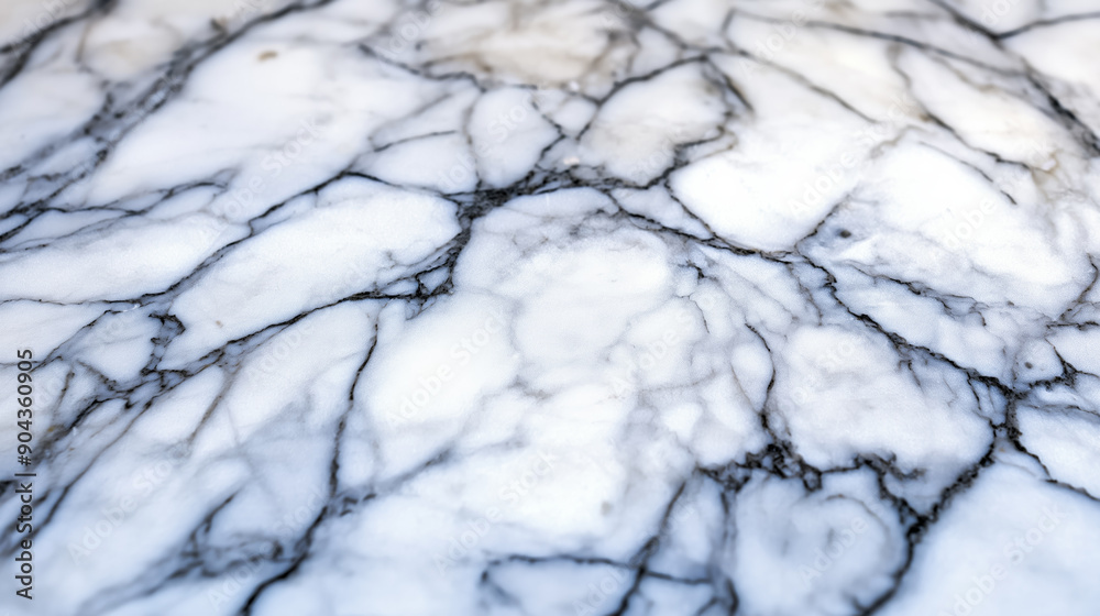 Sticker Closeup of white marble with delicate grey veins, polished and smooth surface 