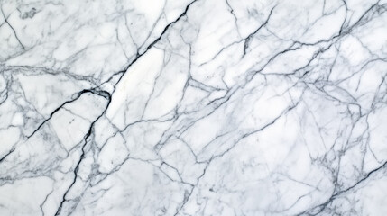Fototapeta premium Top view of a rough, unpolished white marble surface with distinct grey veins, background texture 