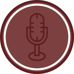 Microphone Vector Line Double Circle Maroon
