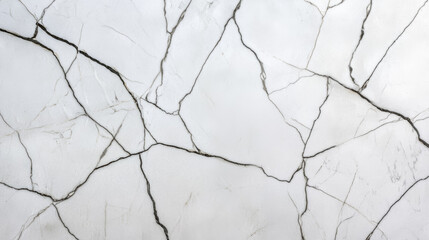 Wide angle of a rough, unpolished white marble surface with distinct grey veins 