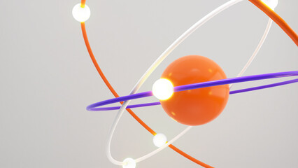 atomic structure consisting of protons, neutrons and electrons.Scientific of atom,3d rendering