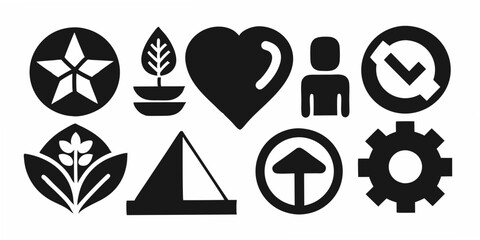 set of vector icons of trees