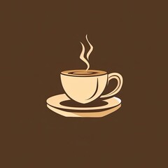 Obraz premium cafe logo concise brown coffee illustration