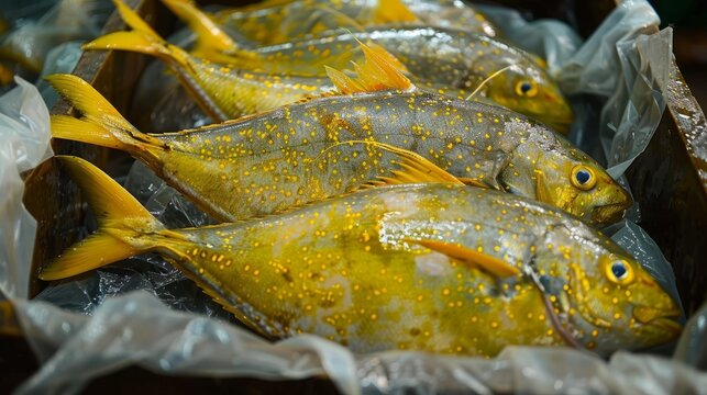 Fresh pomfret fish for sale at digha market in west bengal
