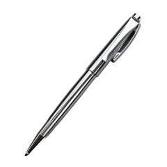 New stylish silver pen isolated on transparent background