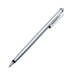 New stylish silver pen isolated on transparent background