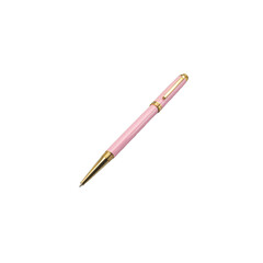 Pink business and gold ballpoint pen isolated on transparent background