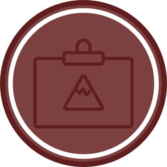 Ski Pass Vector Line Double Circle Maroon