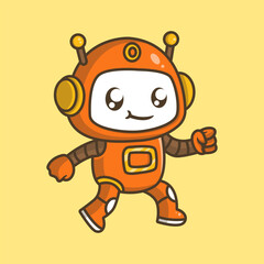 Cute robot cartoon illustration. Study icon concept. Flat cartoon style